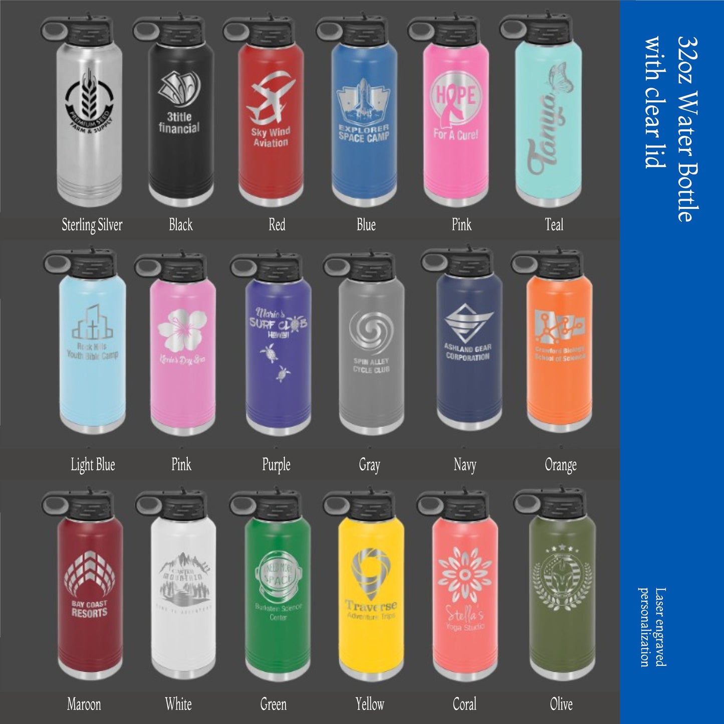 30oz Tumbler/ 32oz Water Bottle Personalized Polar Camel