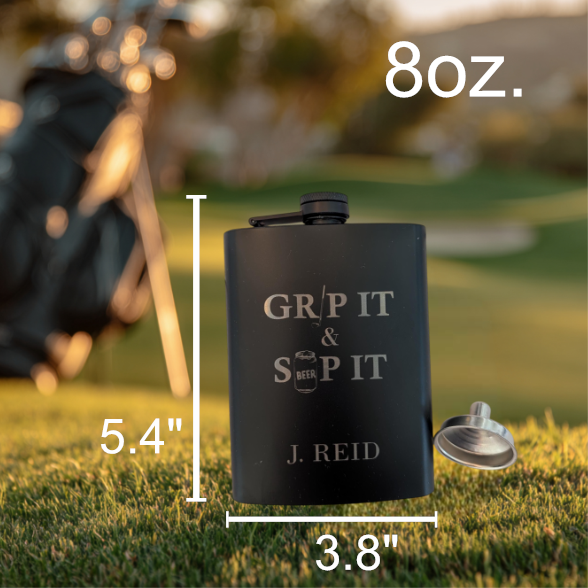 Matte Black Personalized Golf Flask