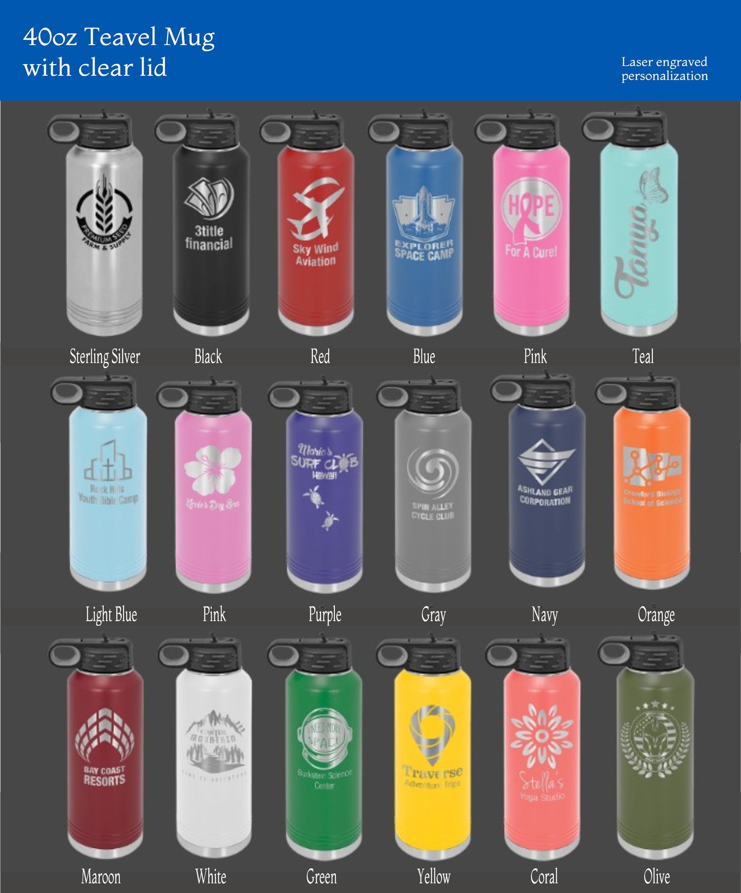40oz Tumbler Travel Mug / Water Bottle Personalized Polar Camel