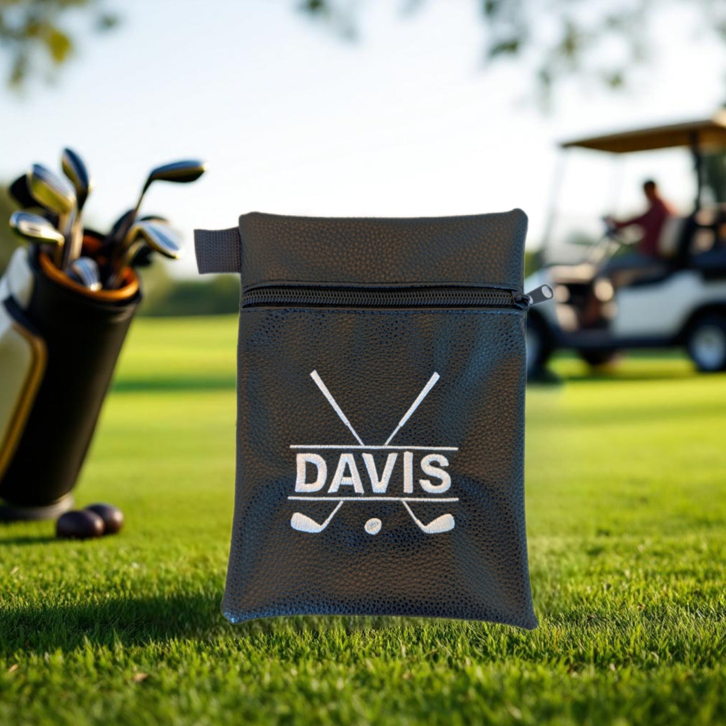 Leatherette Pebble Black Golf Pouch