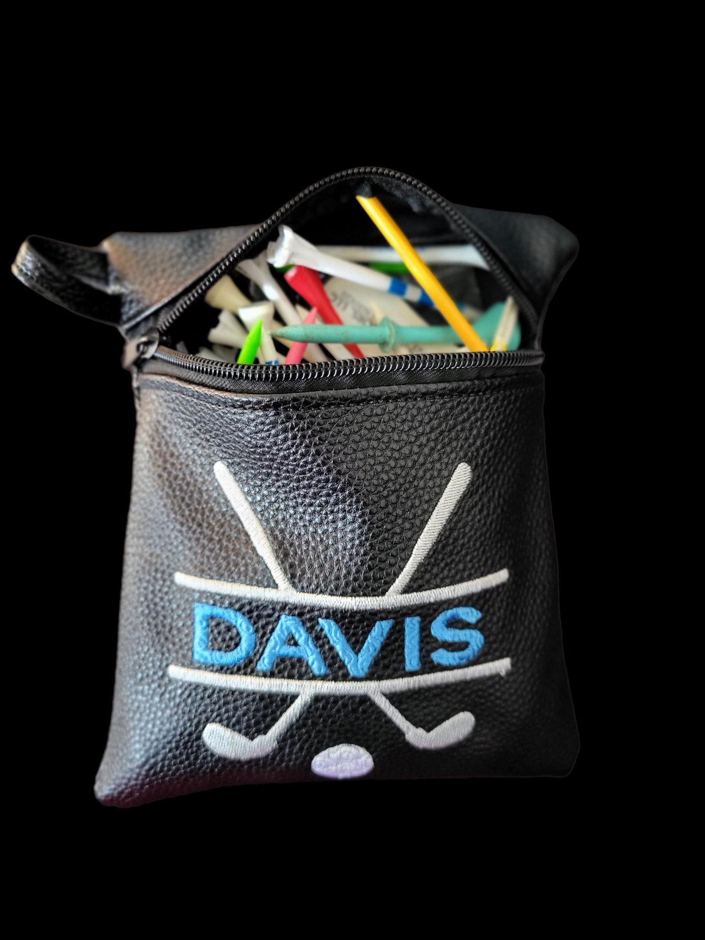 Leatherette Pebble Black Golf Pouch