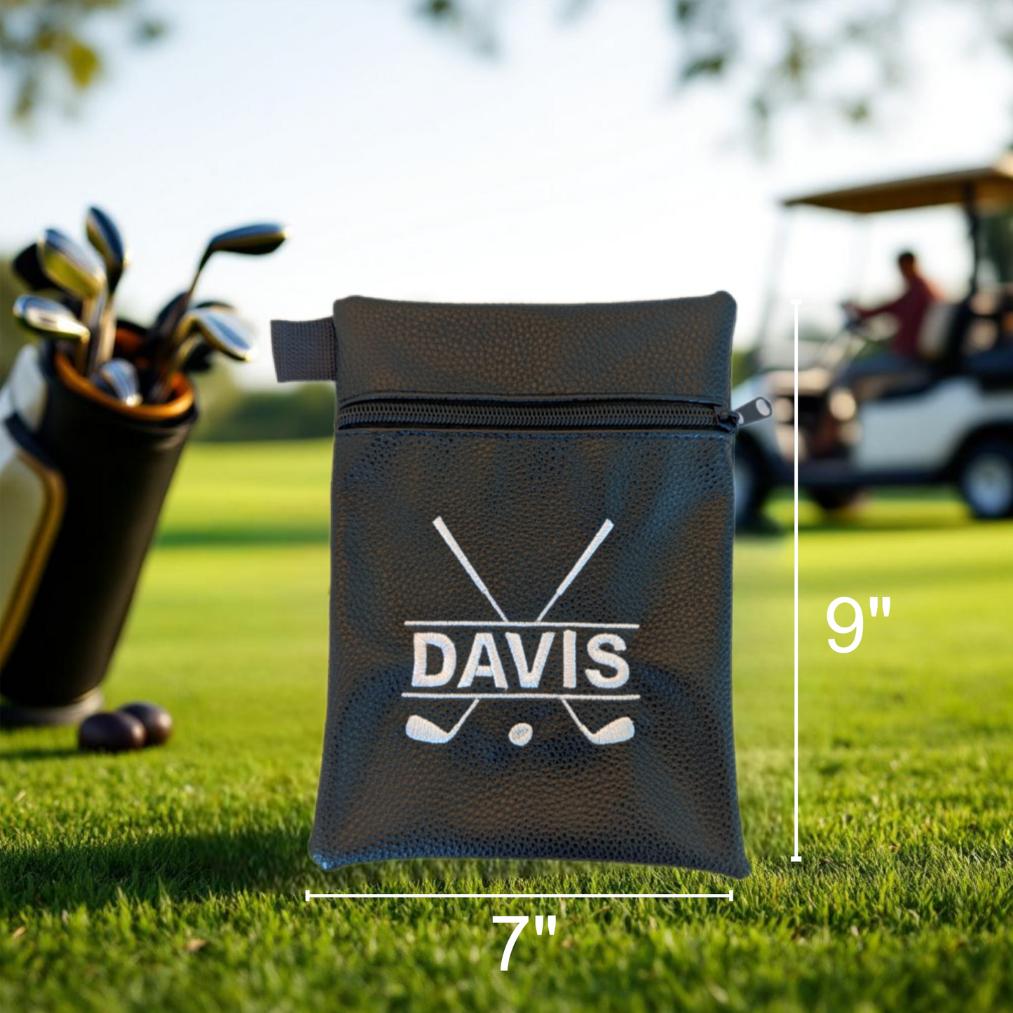 Leatherette Pebble Black Golf Pouch