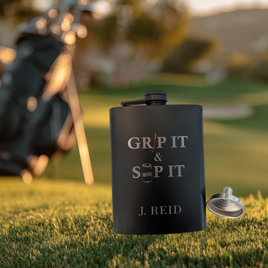 Matte Black Personalized Golf Flask